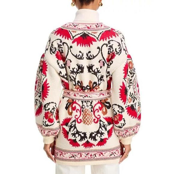 SOLD Farm Rio Cashew Mandala Ties Waist Cardigan Sweater Women's Multicolor - Picture 2 of 5